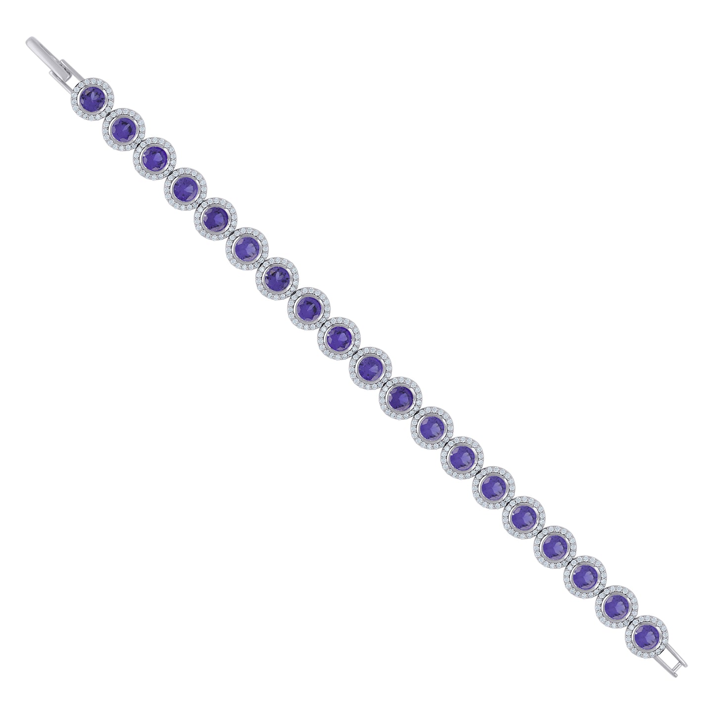 925 Sterling Silver Cz Bracelet 7"
