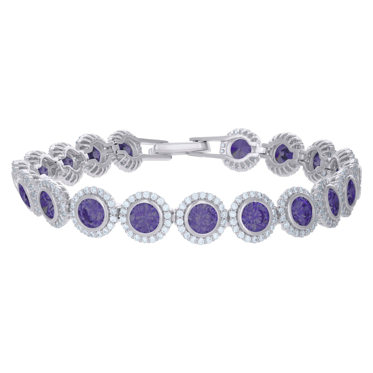 925 Sterling Silver Cz Bracelet 7"