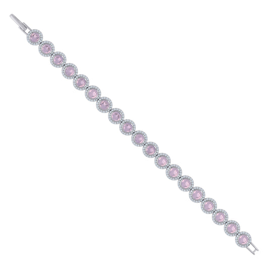 925 Sterling Silver Cz Bracelet 7"
