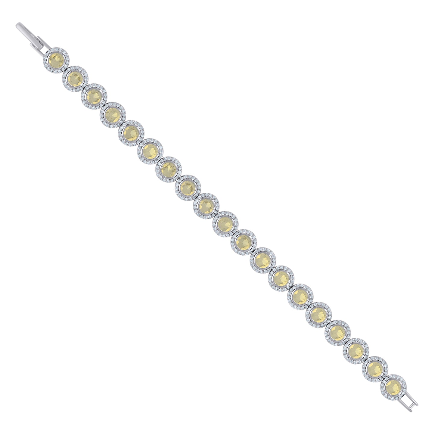 925 Sterling Silver Cz Bracelet 7"