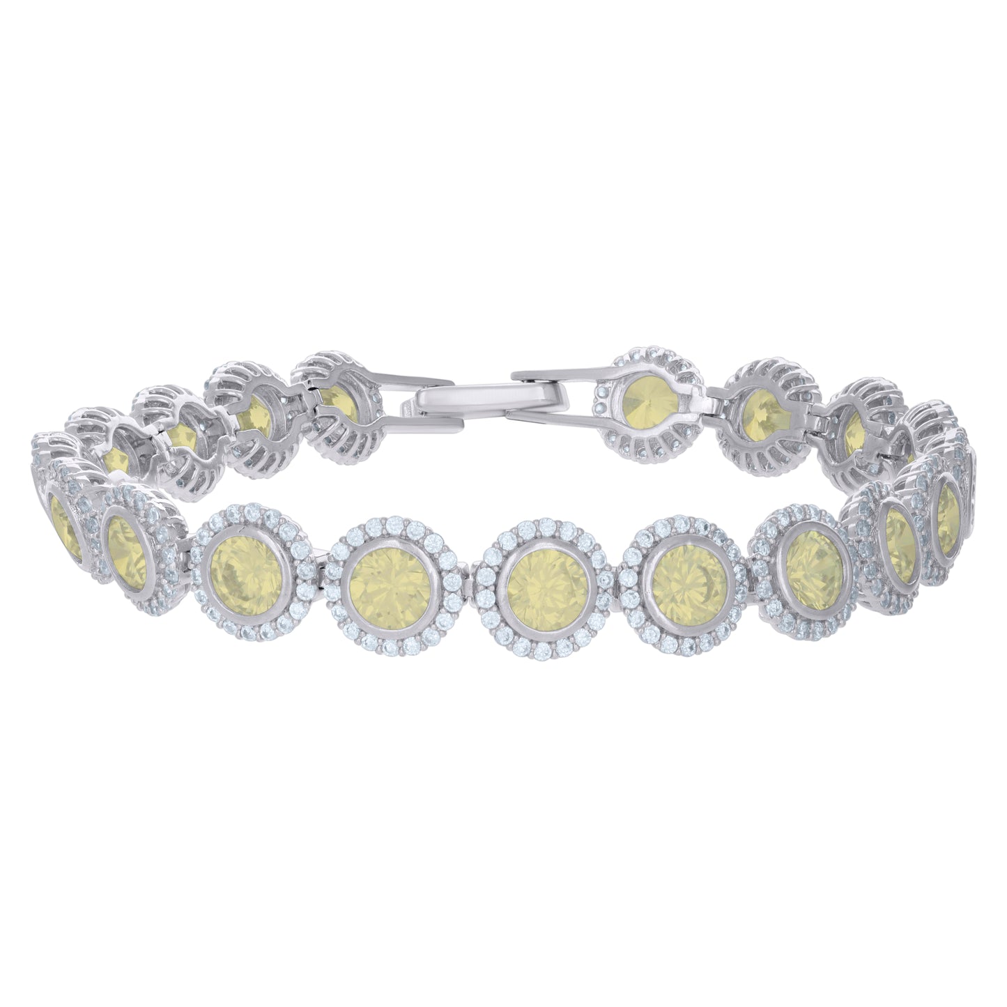 925 Sterling Silver Cz Bracelet 7"