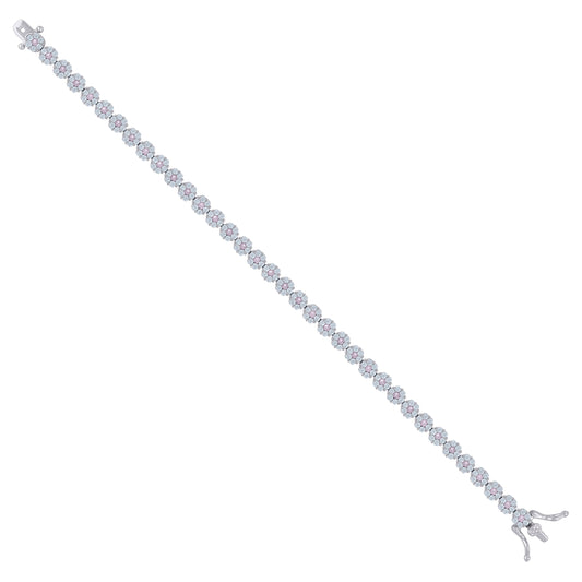 925 Sterling Silver Cz Bracelet 7"