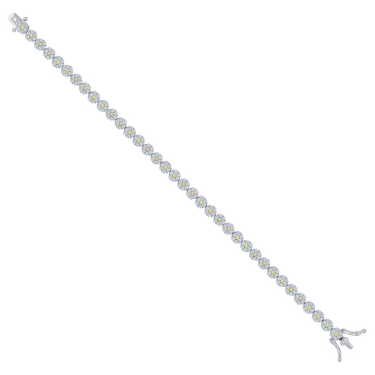 925 Sterling Silver Cz Bracelet 7"