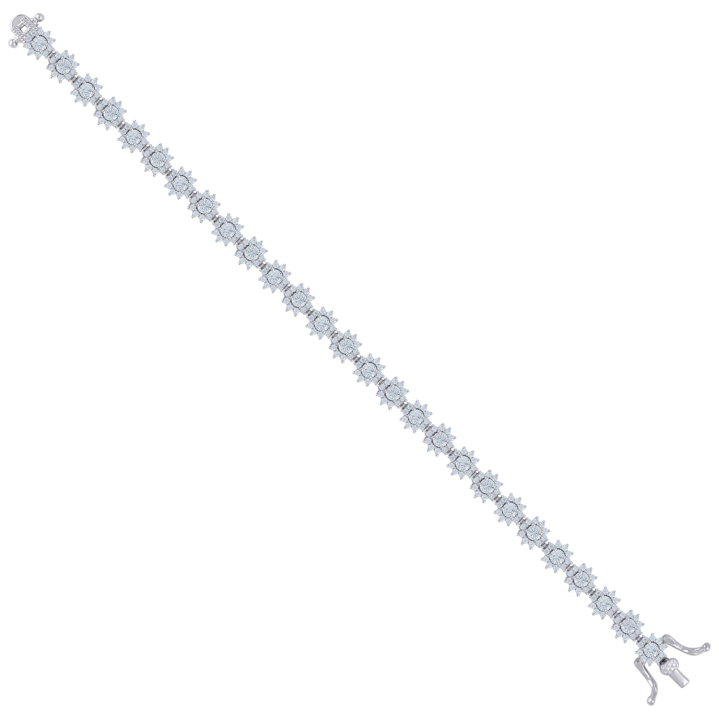 925 Sterling Silver Cz Bracelet 7"