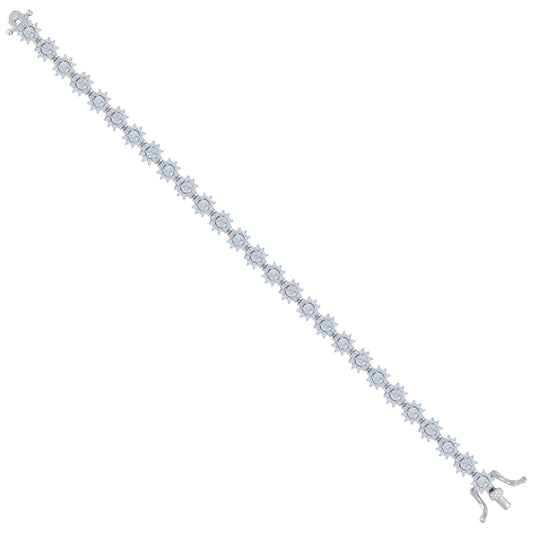925 Sterling Silver Cz Bracelet 7"