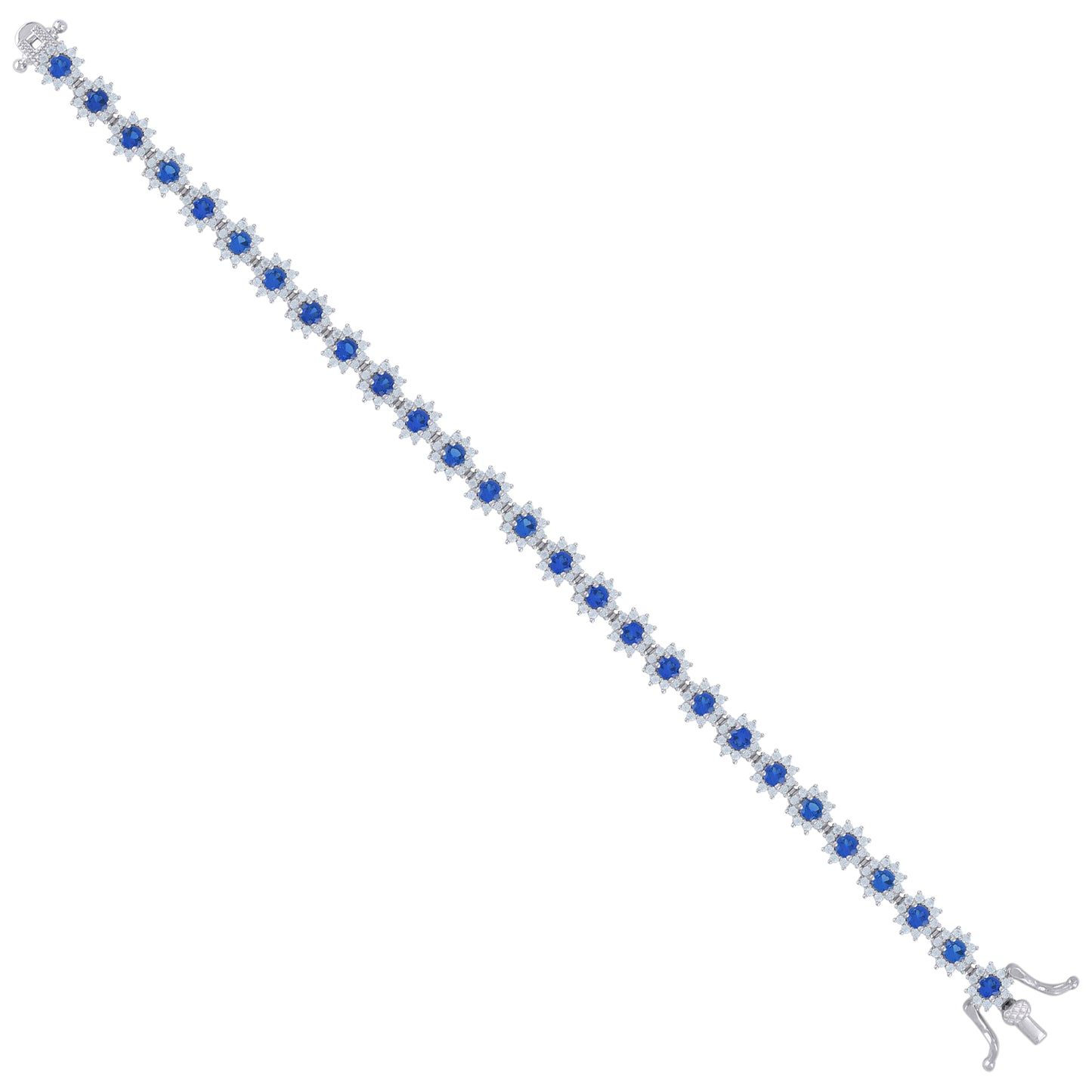 925 Sterling Silver Cz Bracelet 7"