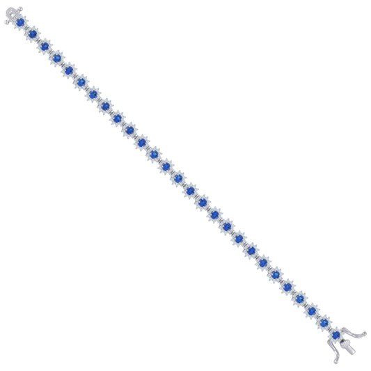 925 Sterling Silver Cz Bracelet 7"