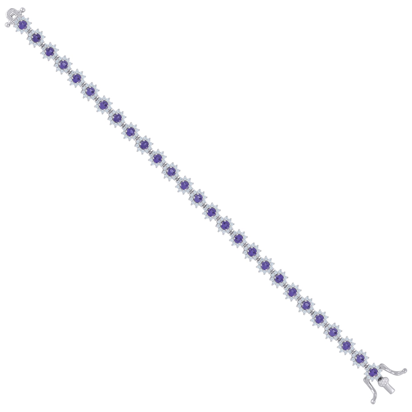 925 Sterling Silver Cz Bracelet 7"