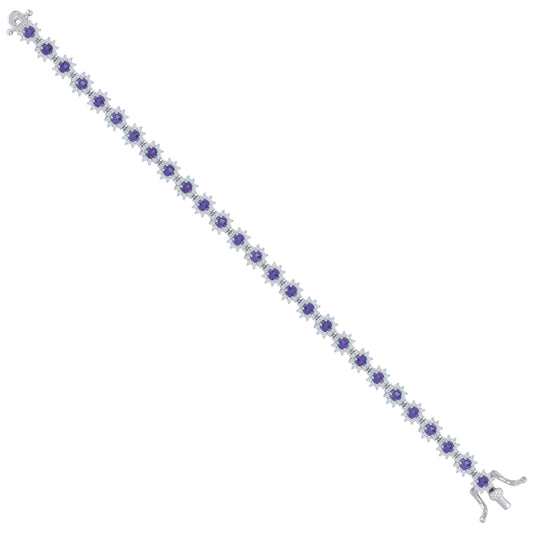 925 Sterling Silver Cz Bracelet 7"