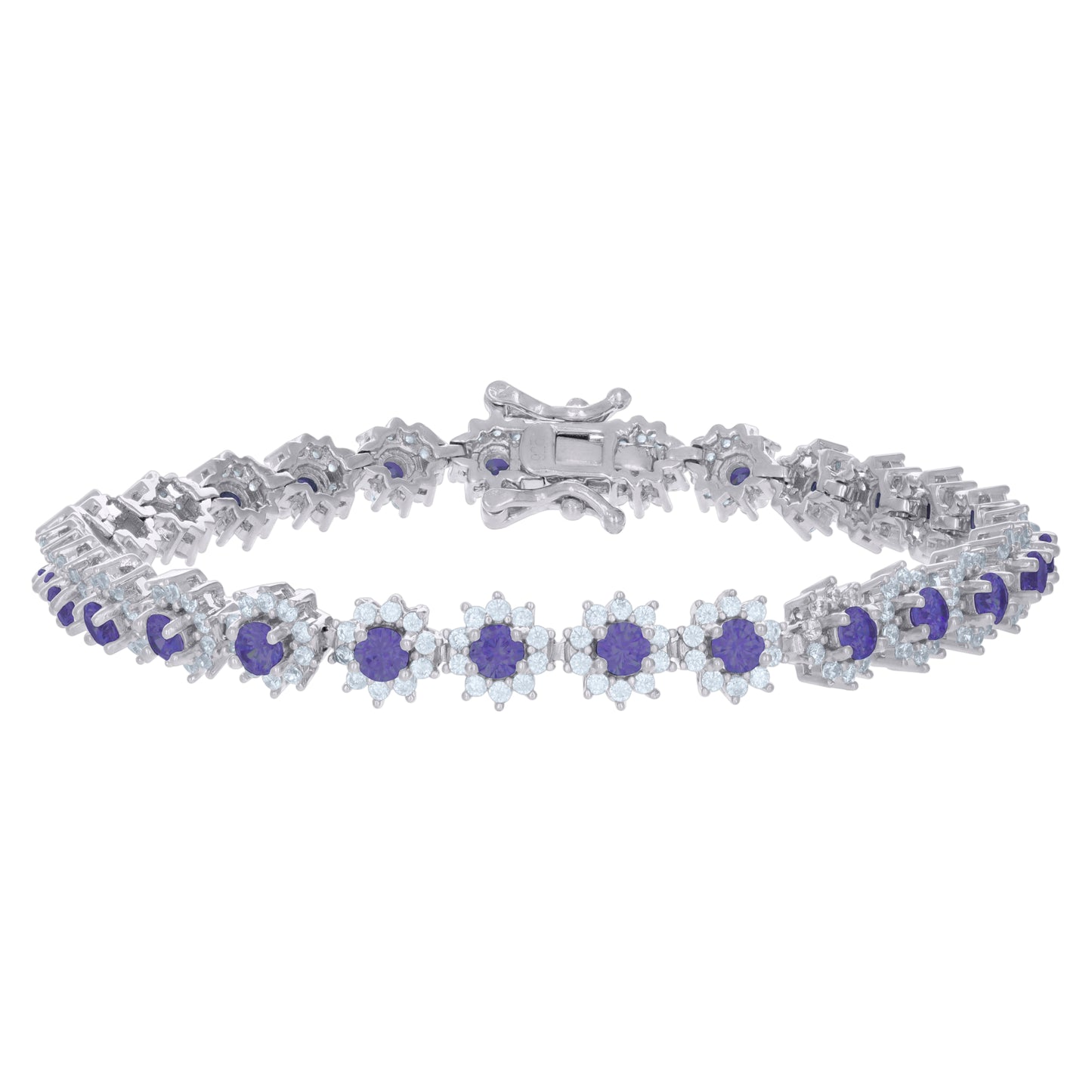 925 Sterling Silver Cz Bracelet 7"