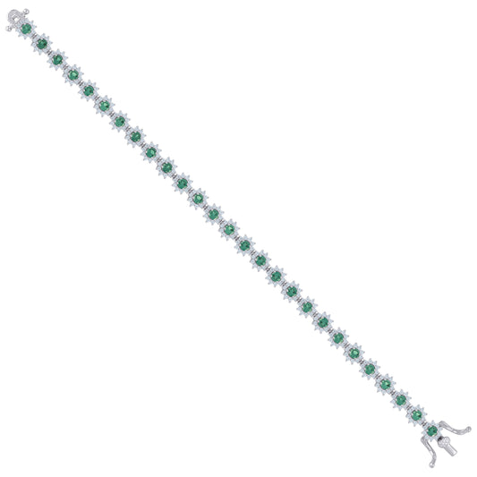 925 Sterling Silver Cz Bracelet 7"