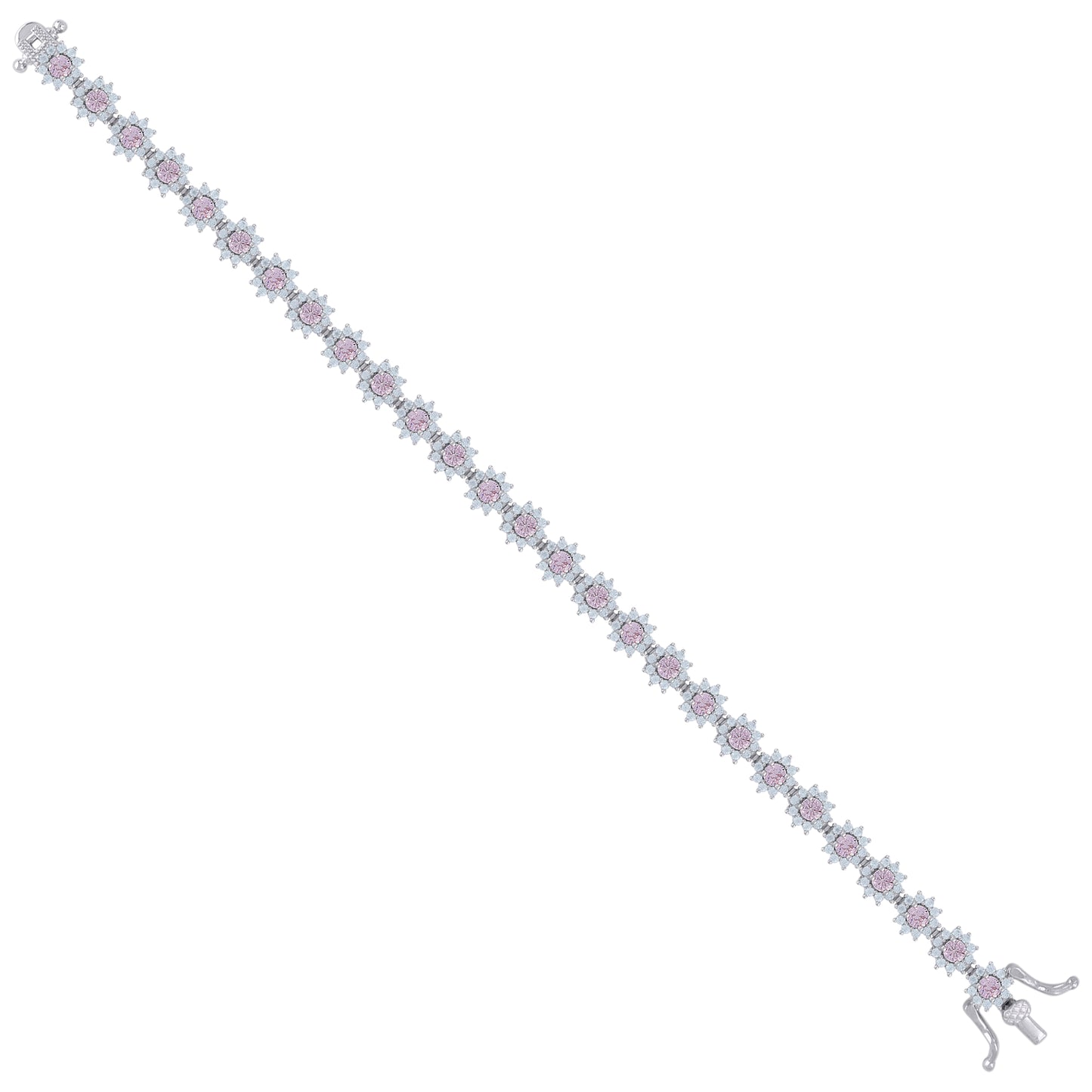 925 Sterling Silver Cz Bracelet 7"