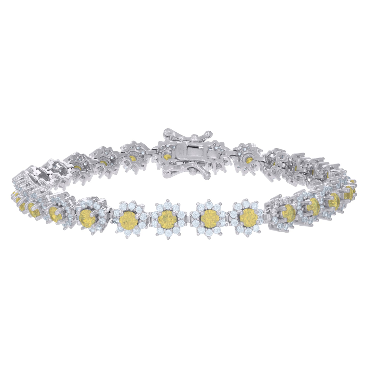 925 Sterling Silver Cz Bracelet 7"