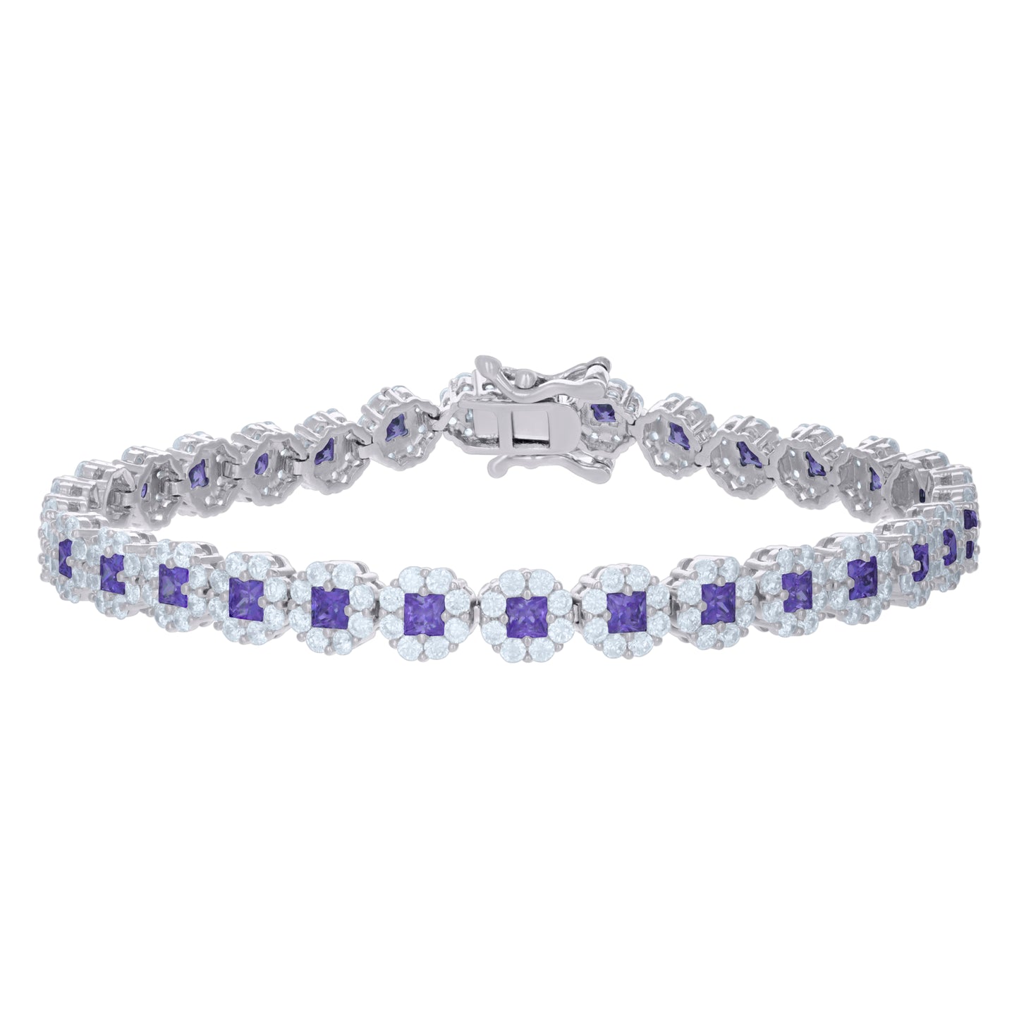 925 Sterling Silver Cz Bracelet 7"