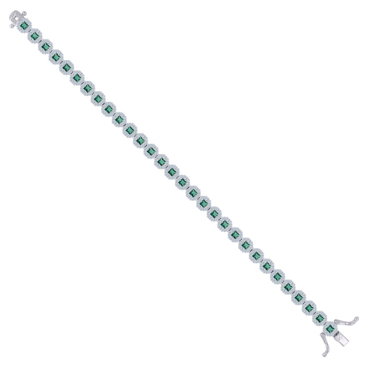 925 Sterling Silver Cz Bracelet 7"