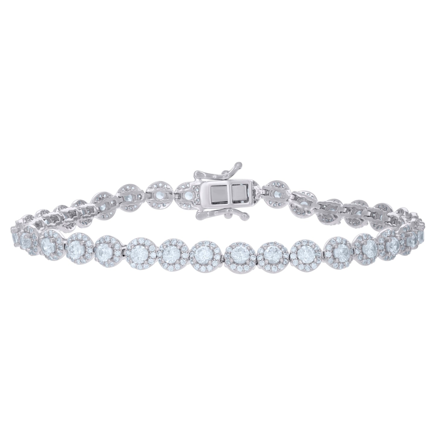 925 Sterling Silver Cz Bracelet 7"