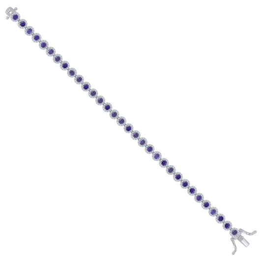 925 Sterling Silver Cz Bracelet 7"