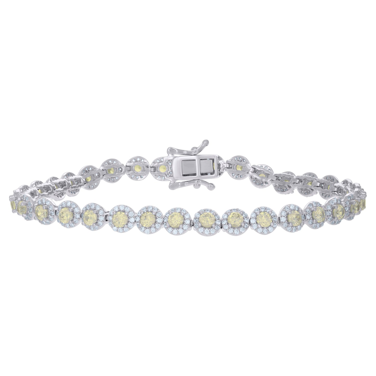 925 Sterling Silver Cz Bracelet 7"