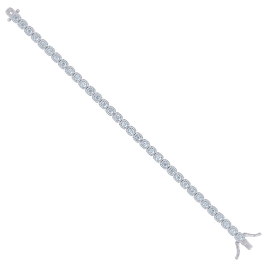 925 Sterling Silver Cz Bracelet 7"