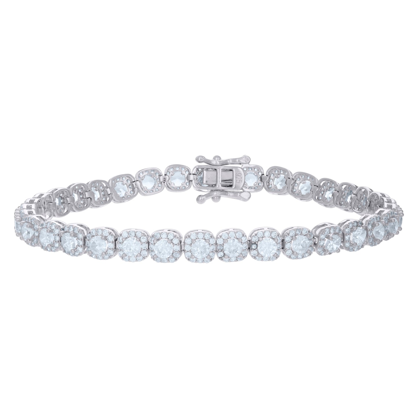 925 Sterling Silver Cz Bracelet 7"