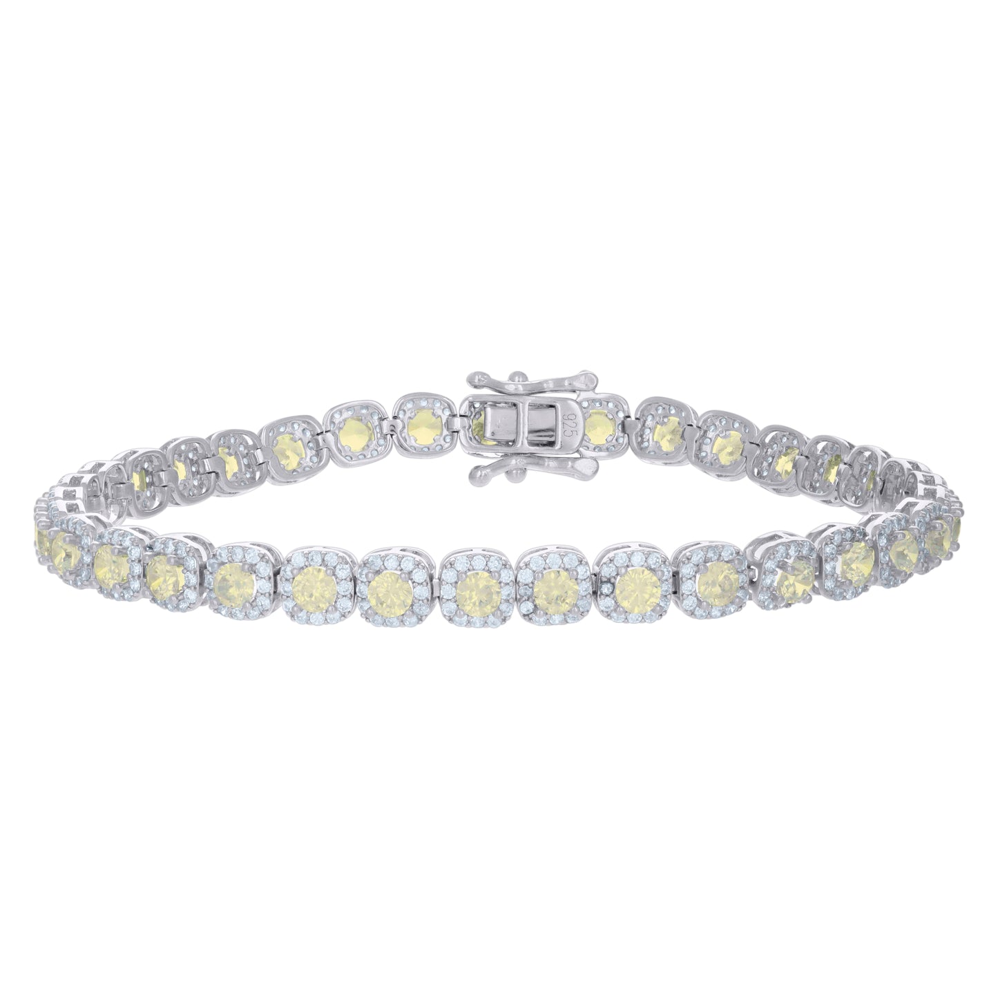 925 Sterling Silver Cz Bracelet 7"