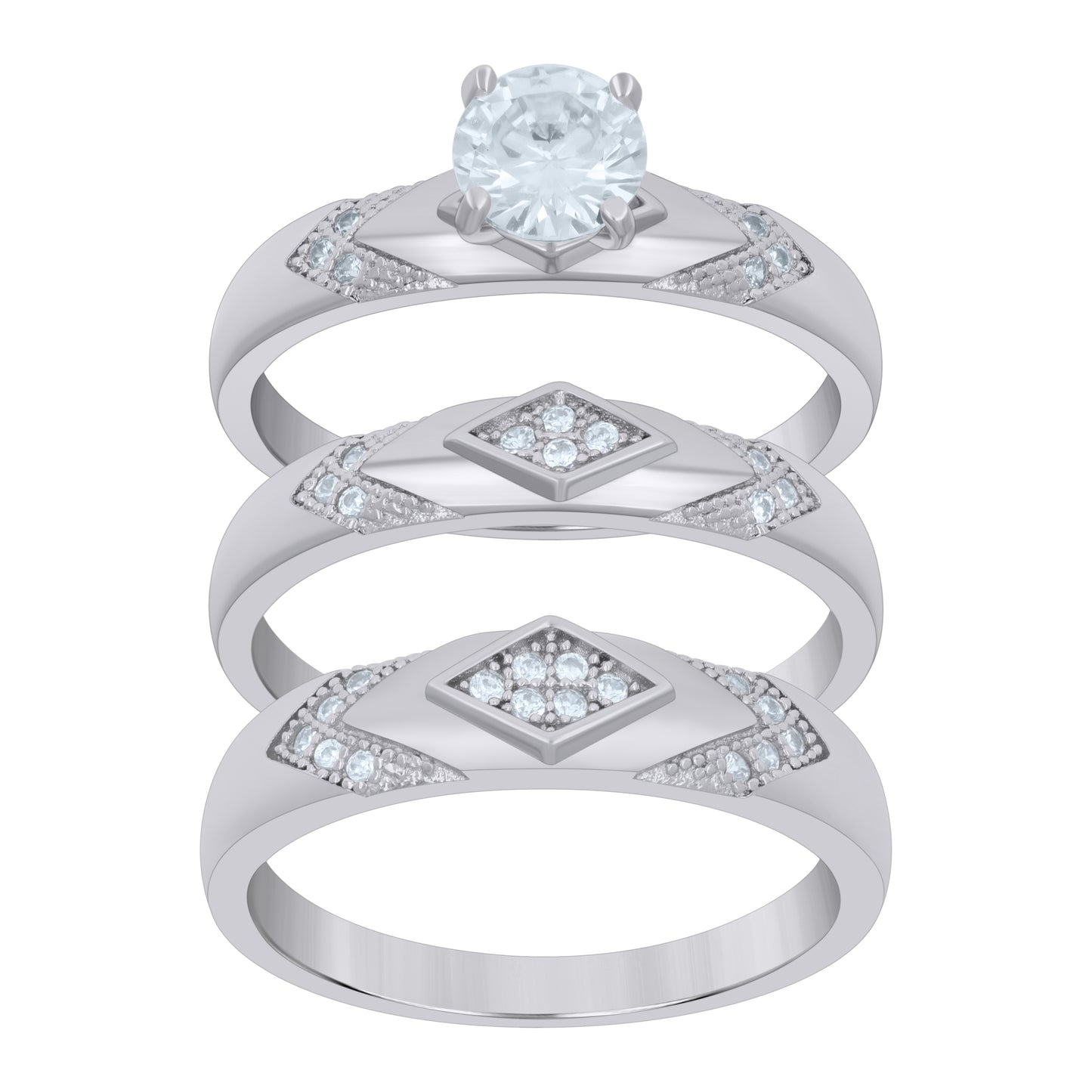 925 Sterling Silver Cz Ring S6
