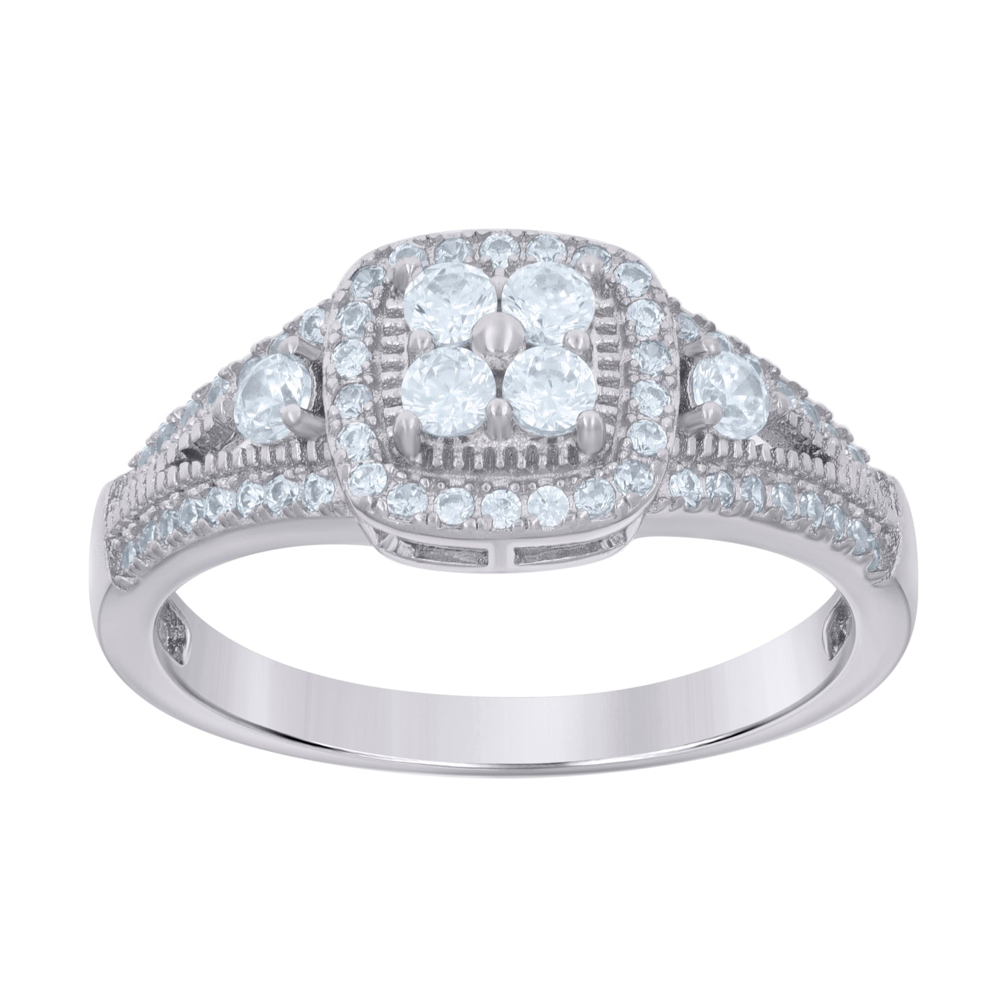 925 Sterling Silver Cz Ring S6