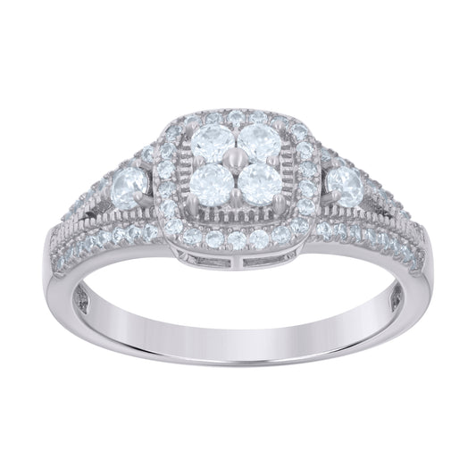 925 Sterling Silver Cz Ring S6