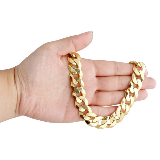10kt Yellow Gold Solid Cuban Chain 16mm