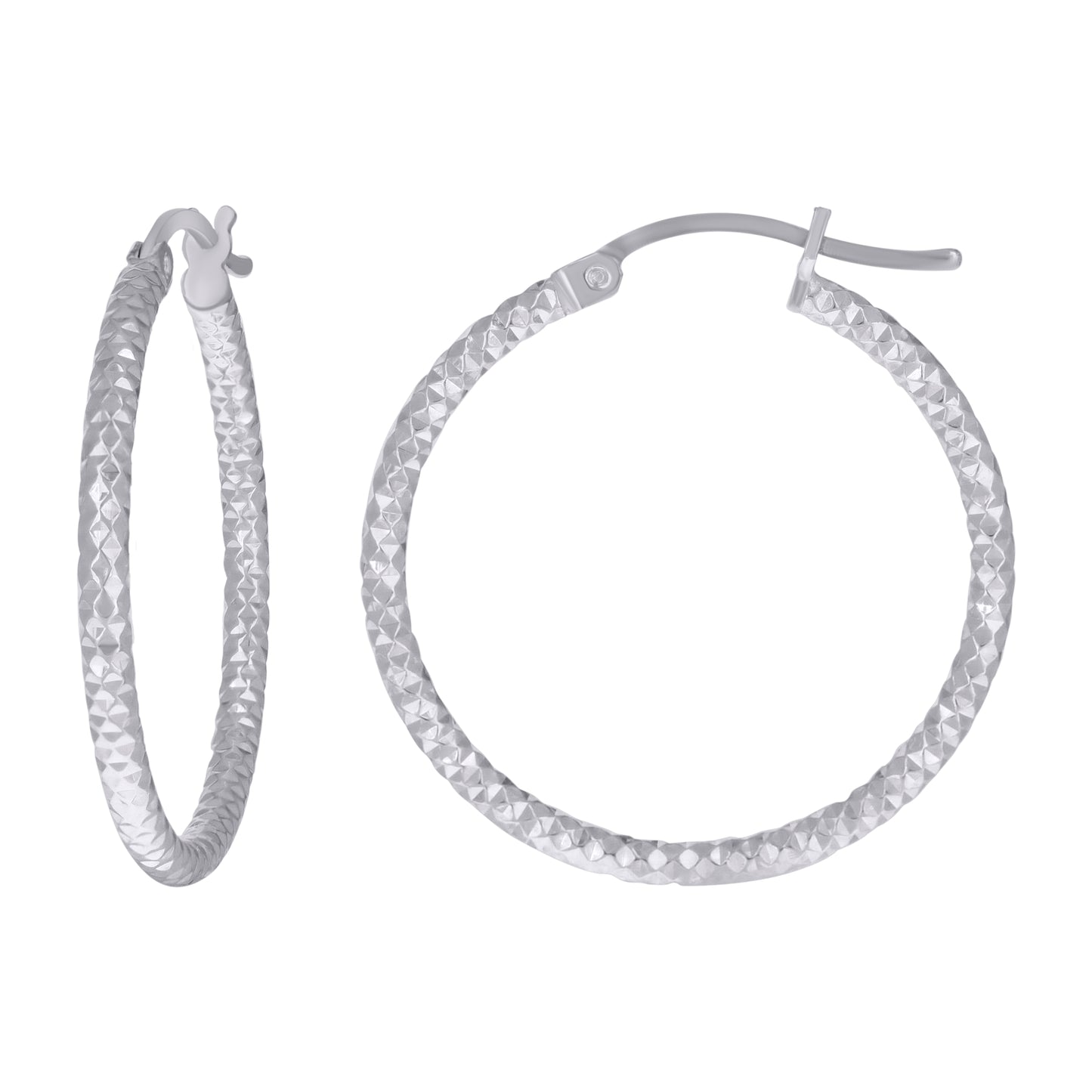 925 Silver 2mm-25mm Hoop Earring Silver Finish