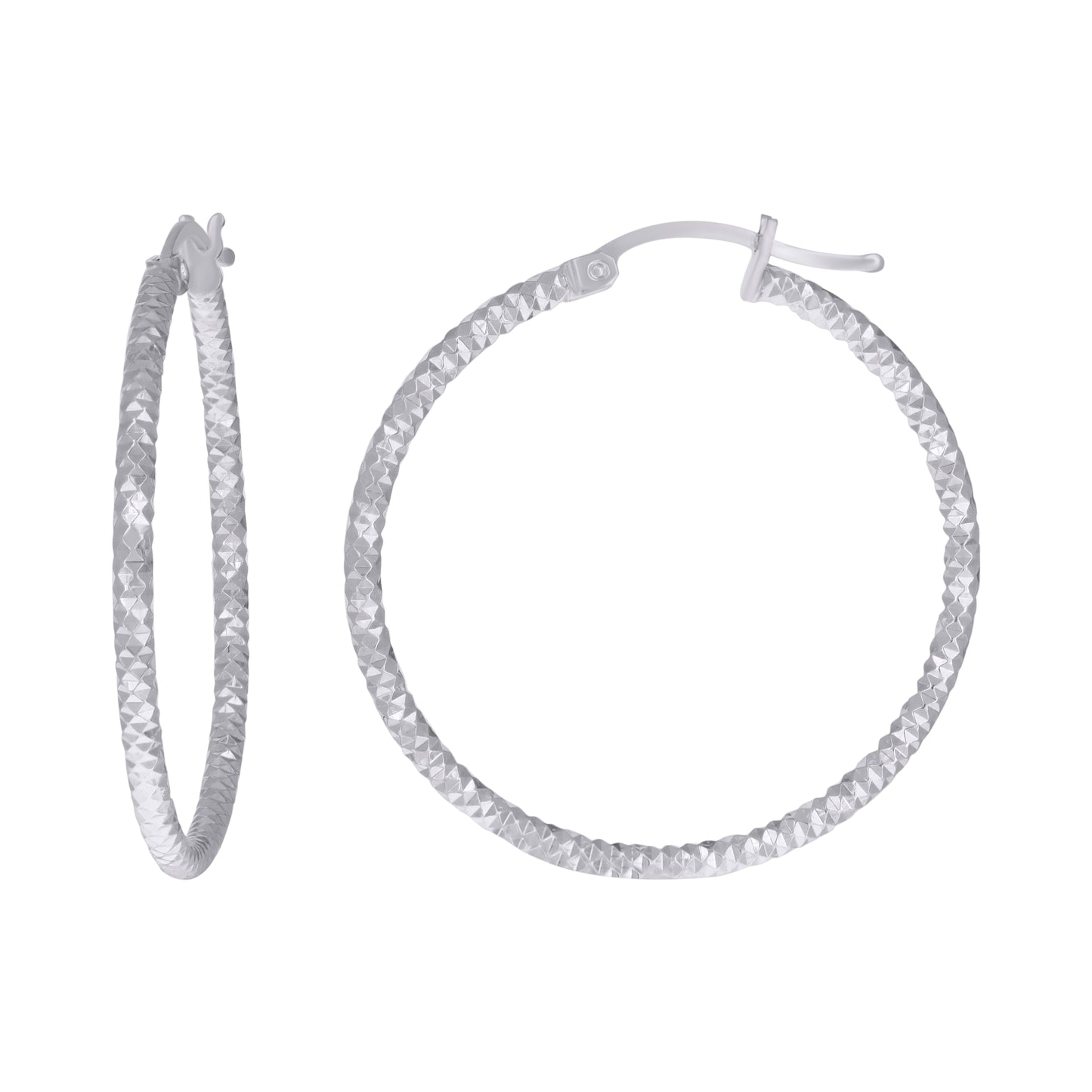 925 Silver 2mm-30mm Hoop Earring Silver Finish
