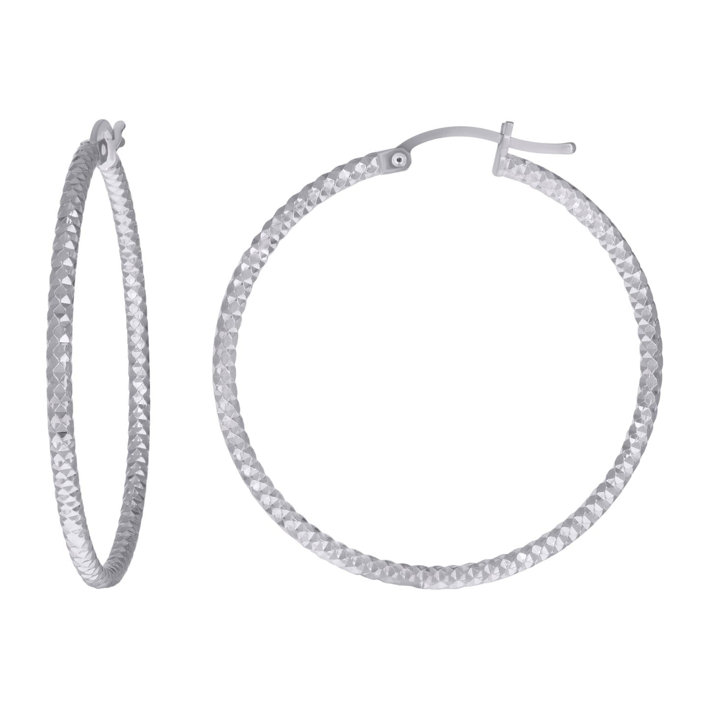 925 Silver 2mm-35mm Hoop Earring Silver Finish