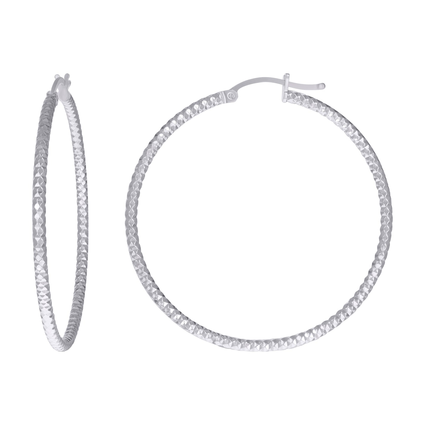 925 Silver 2mm-40mm Hoop Earring Silver Finish