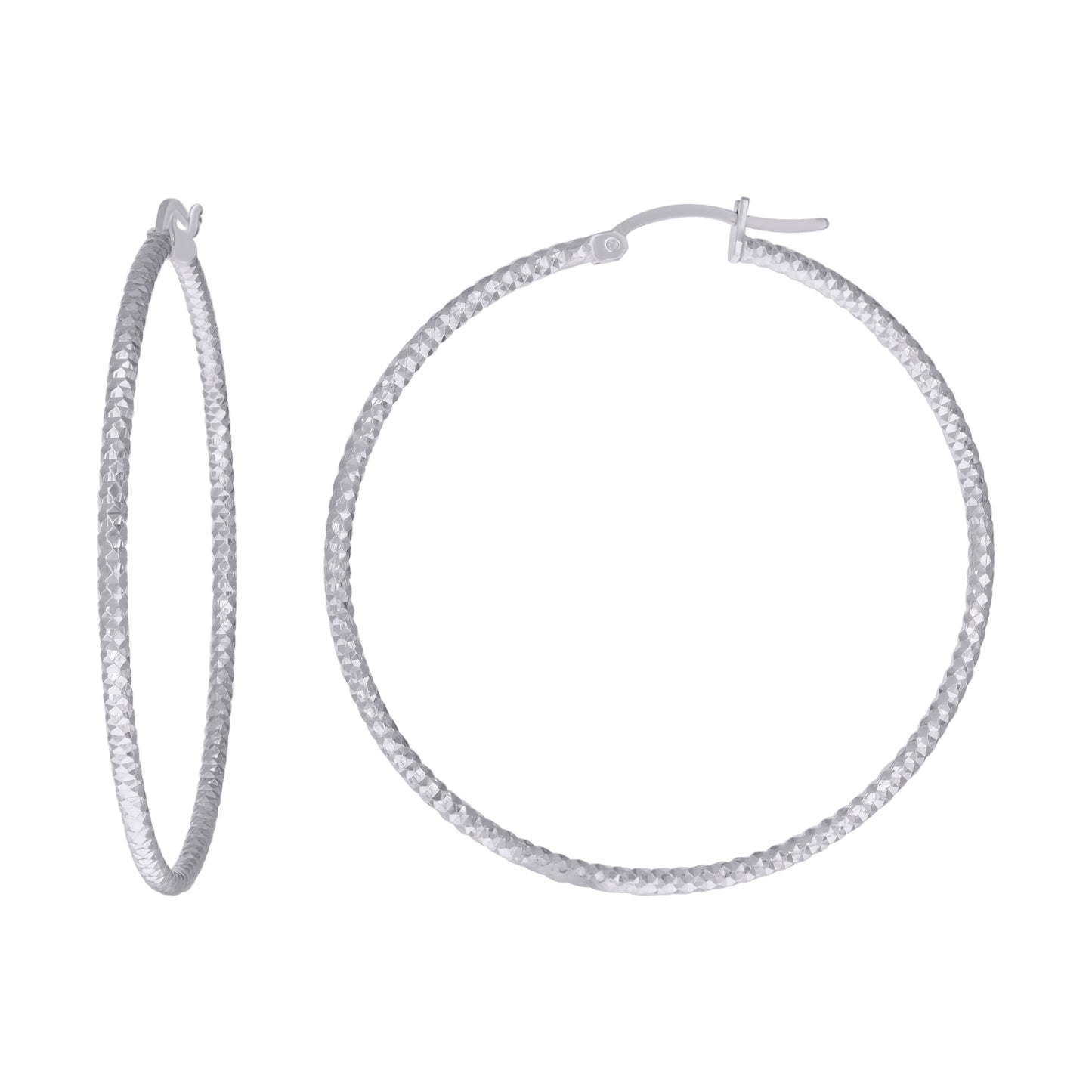 925 Silver 2mm-45mm Hoop Earring Silver Finish
