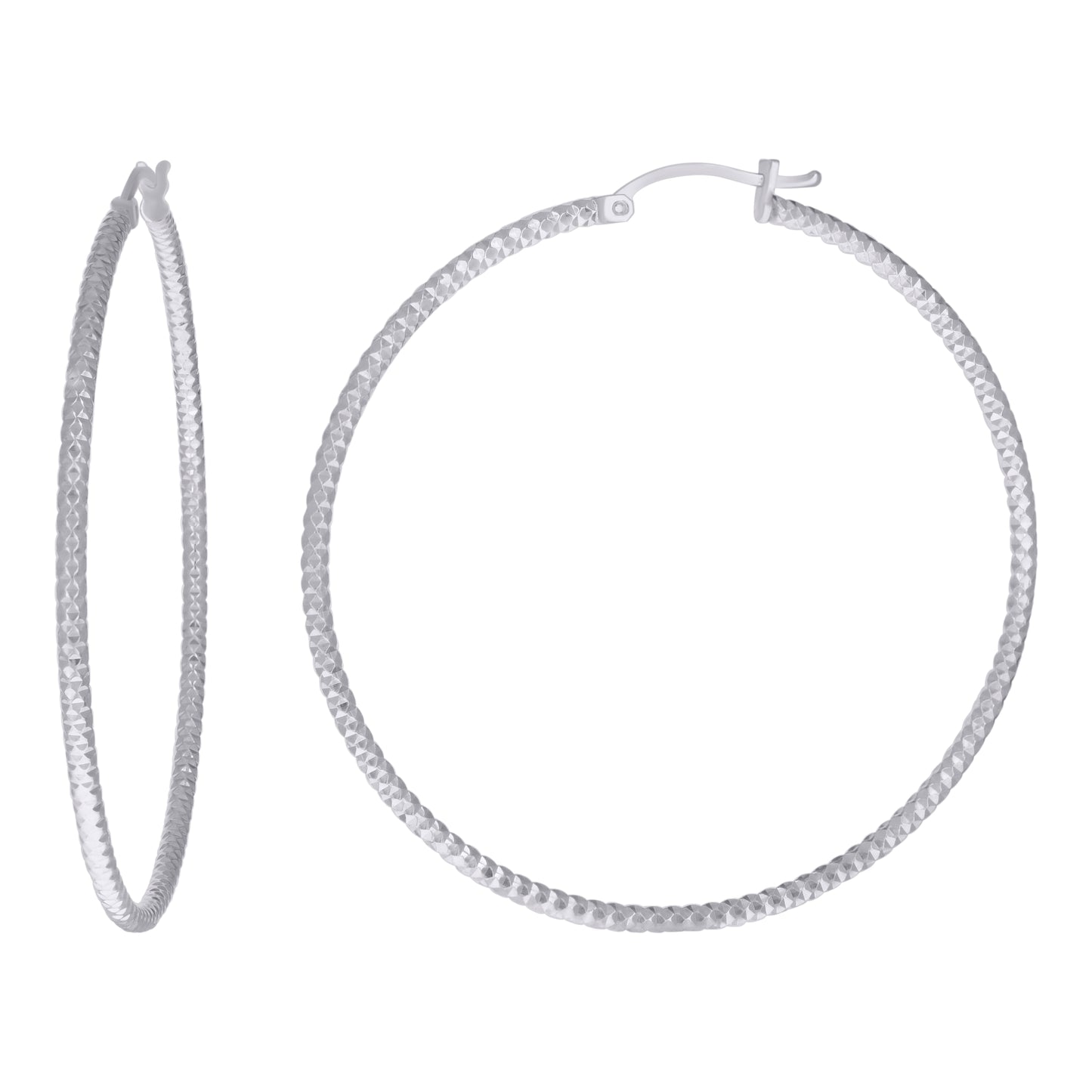 925 Silver 2mm-50mm Hoop Earring Silver Finish