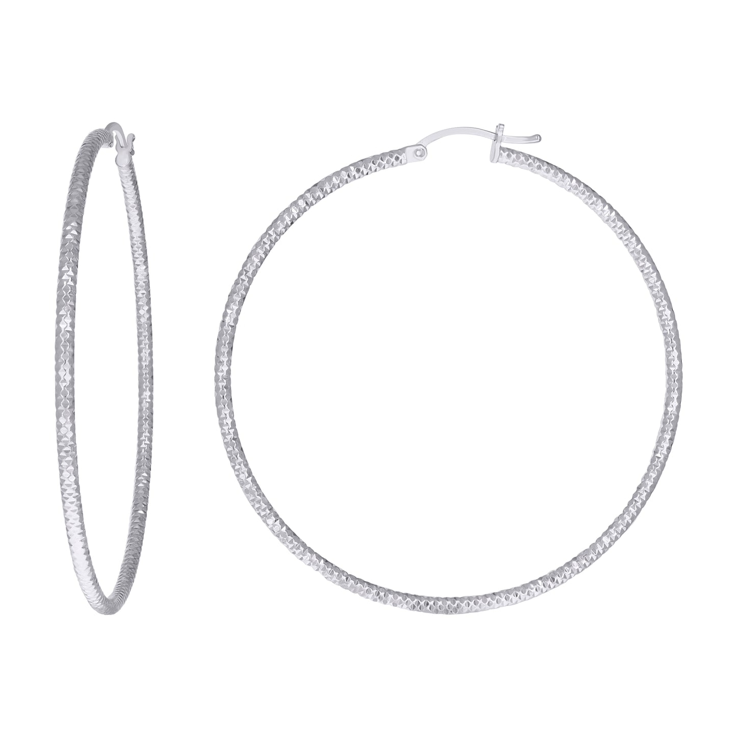 925 Silver 2mm-55mm Hoop Earring Silver Finish