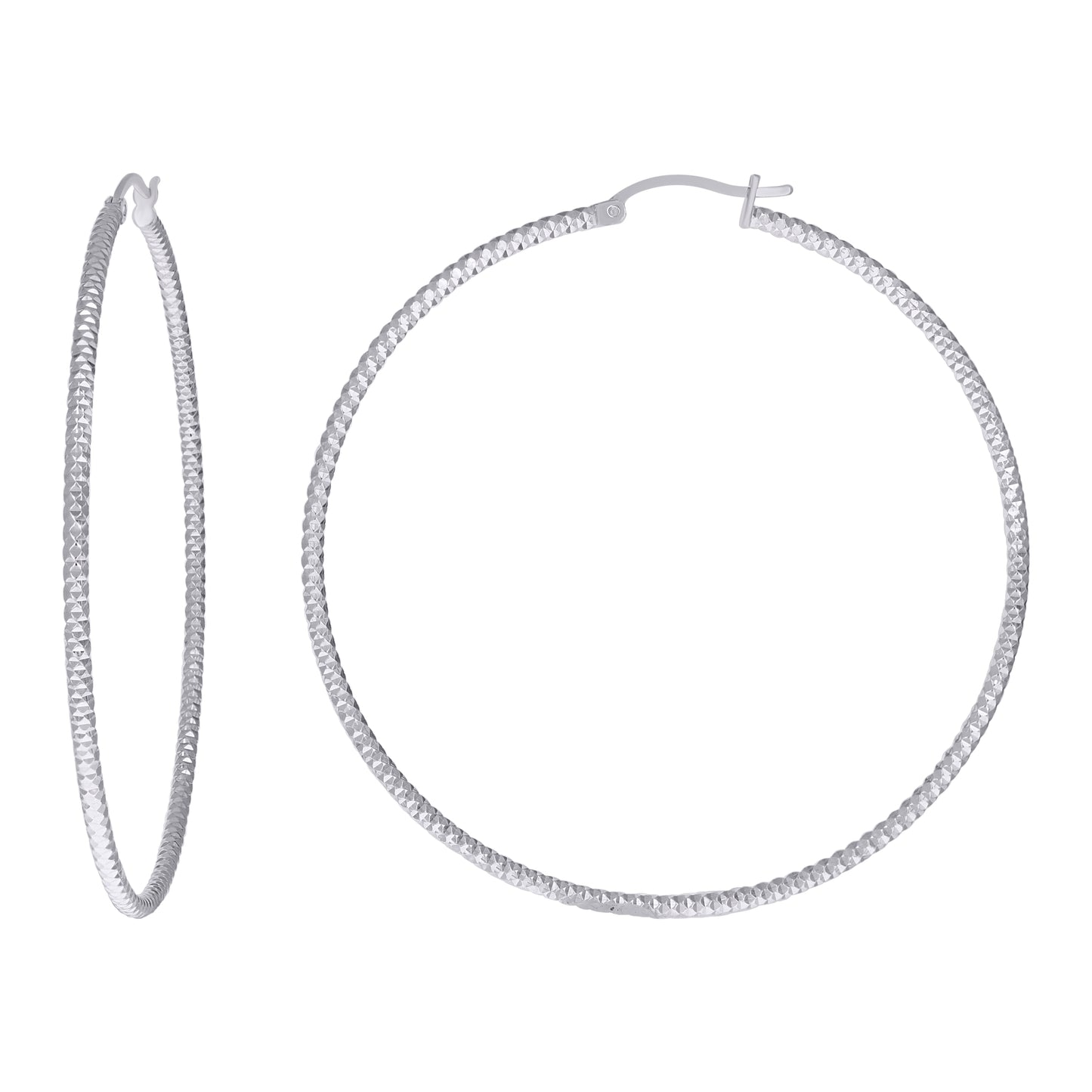 925 Silver 2mm-60mm Hoop Earring Silver Finish