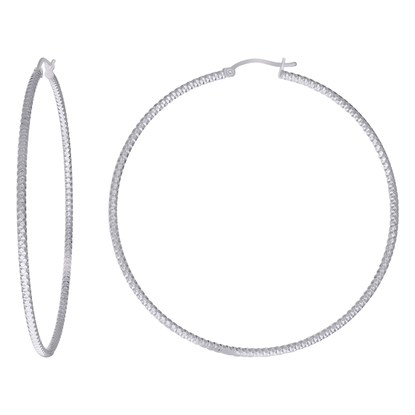 925 Silver 2mm-65mm Hoop Earring Silver Finish