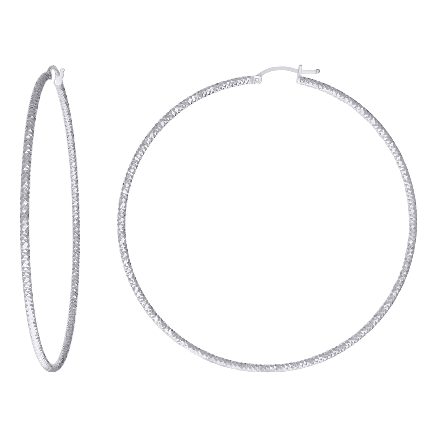 925 Silver 2mm-70mm Hoop Earring Silver Finish