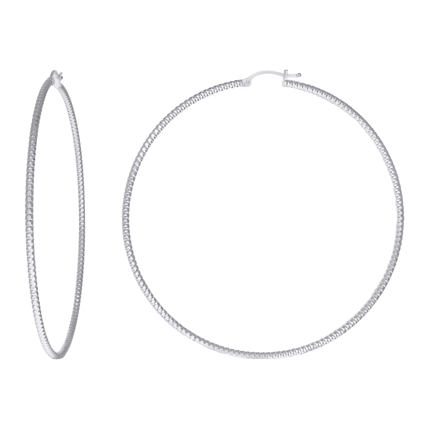 925 Silver 2mm-75mm Hoop Earring Silver Finish