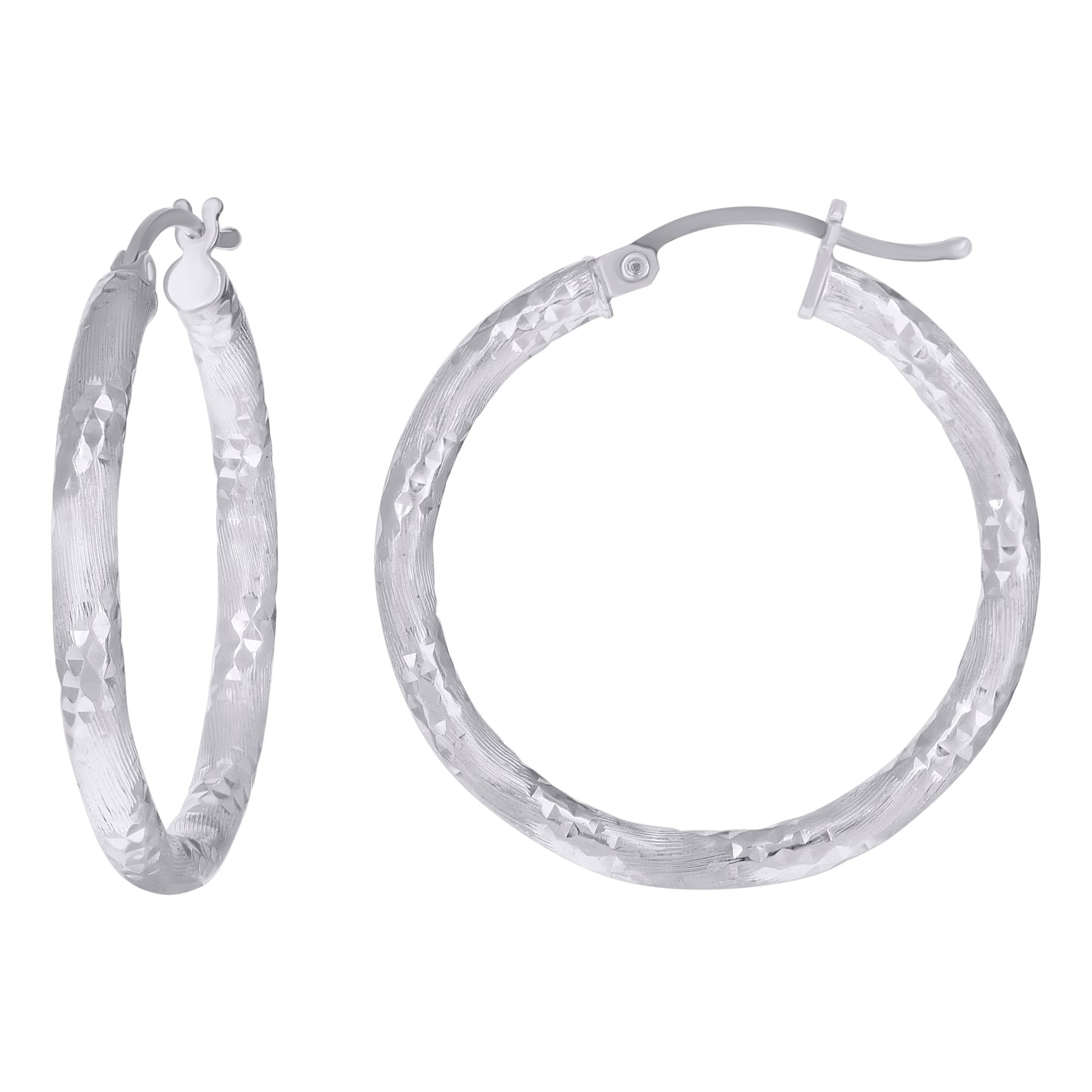 925 Silver 3mm-25mm Hoop Earring Silver Finish