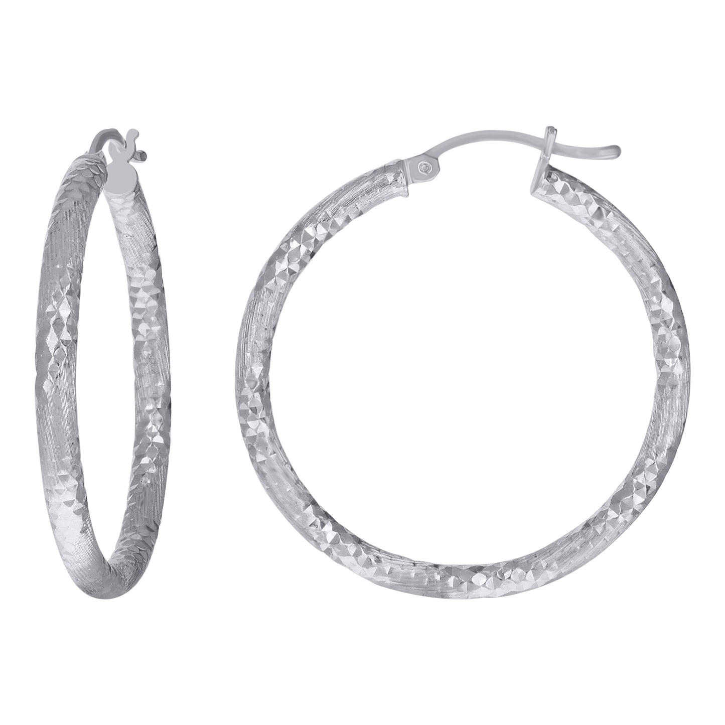 925 Silver 3mm-30mm Hoop Earring Silver Finish