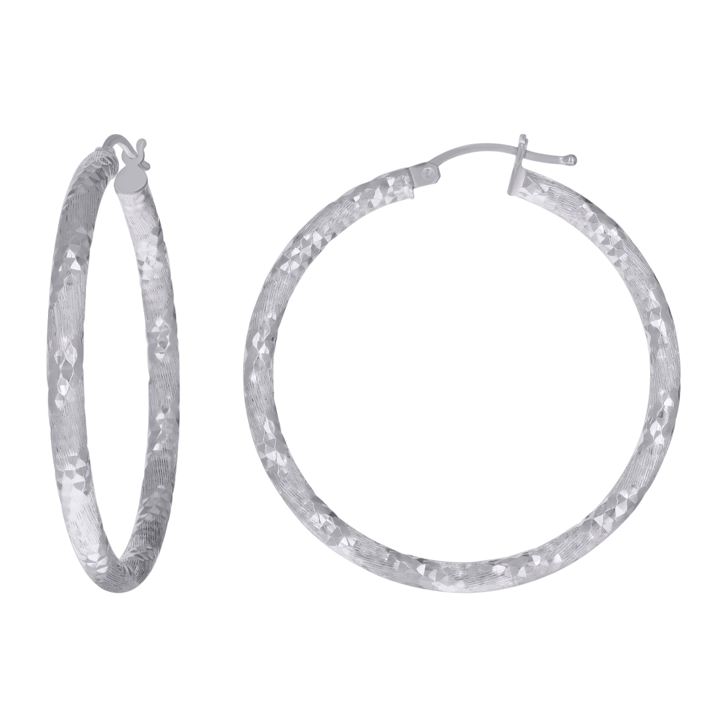 925 Silver 3mm-35mm Hoop Earring Silver Finish