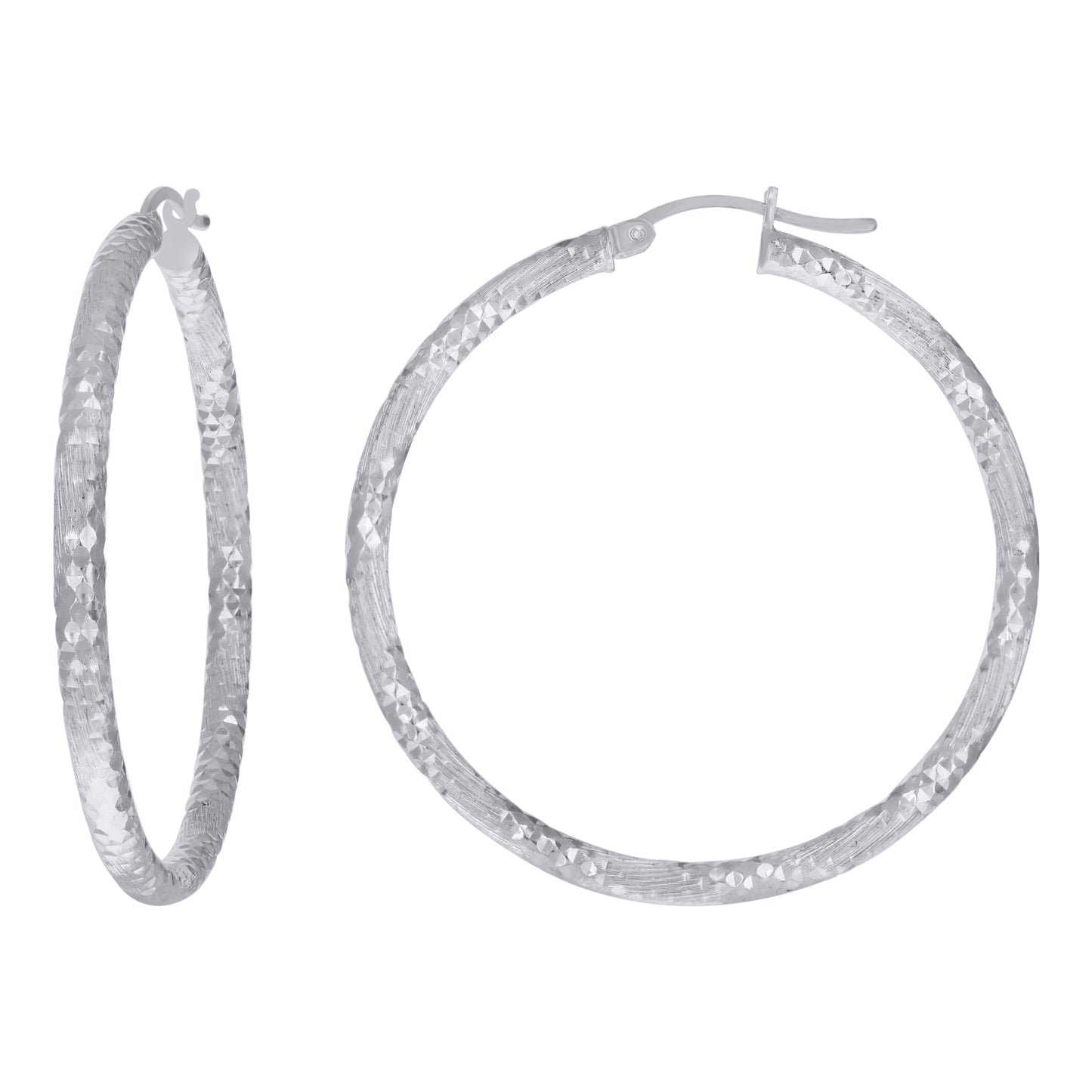 925 Silver 3mm-40mm Hoop Earring Silver Finish
