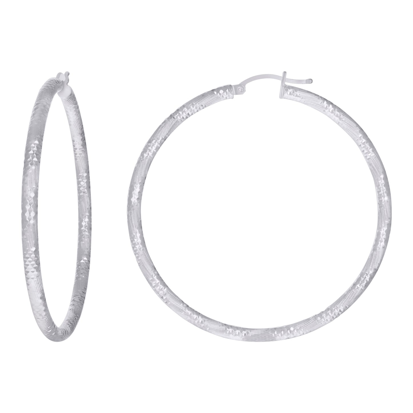 925 Silver 3mm-50mm Hoop Earring Silver Finish