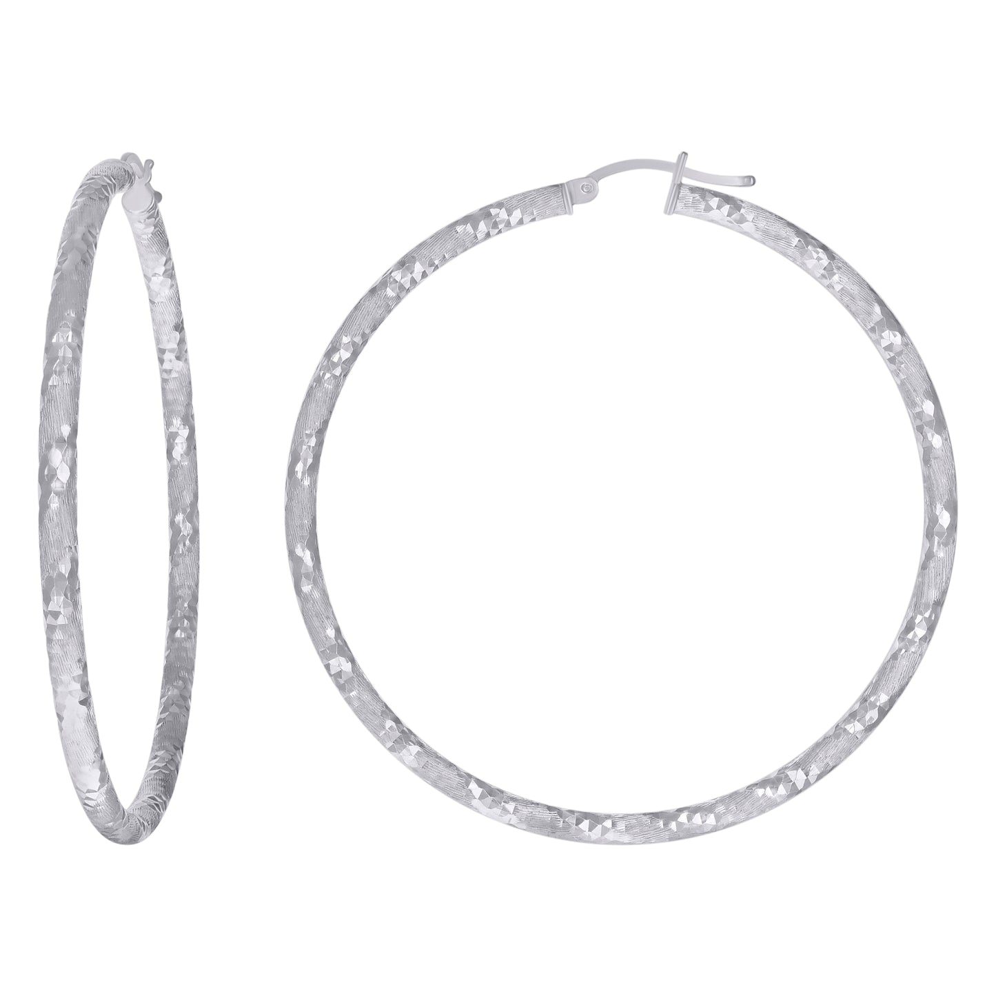 925 Silver 3mm-55mm Hoop Earring Silver Finish
