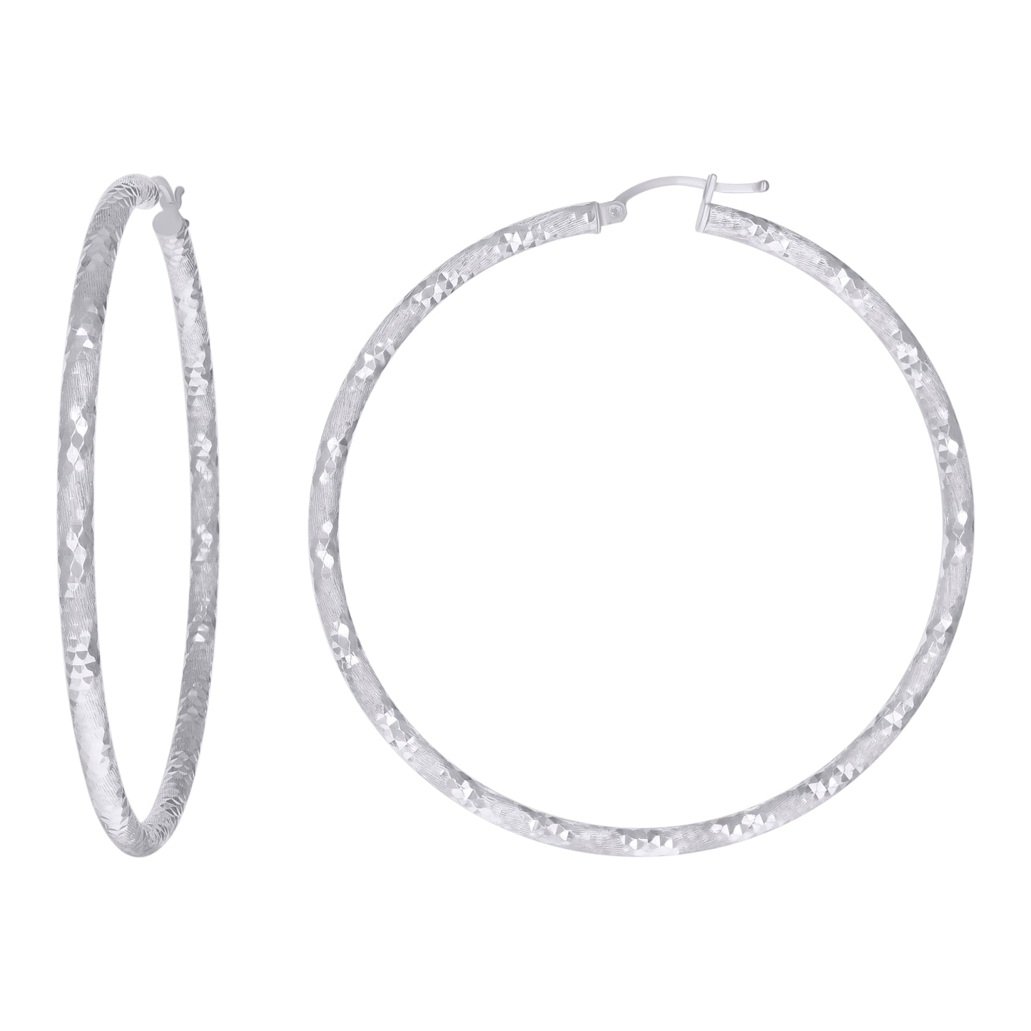 925 Silver 3mm-60mm Hoop Earring Silver Finish