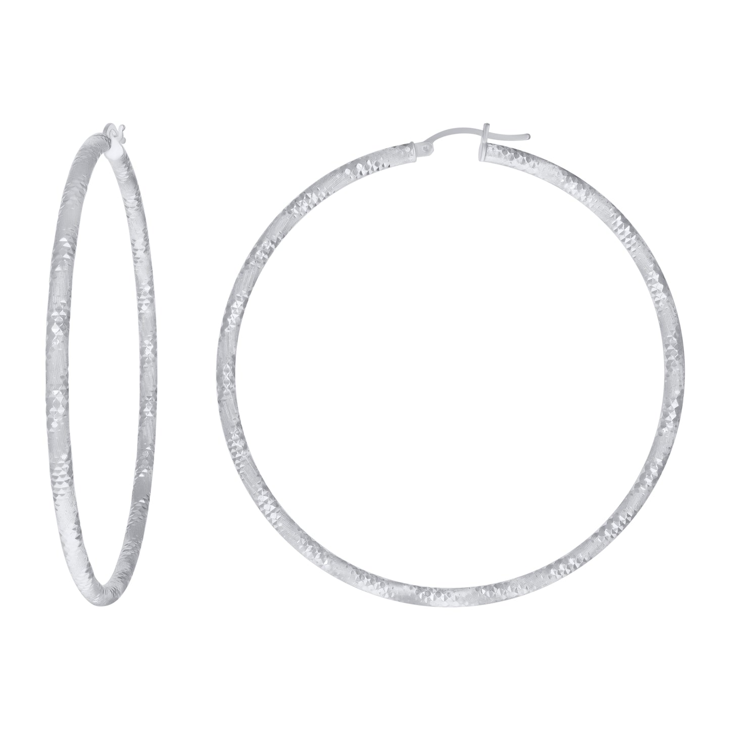 925 Silver 3mm-65mm Hoop Earring Silver Finish