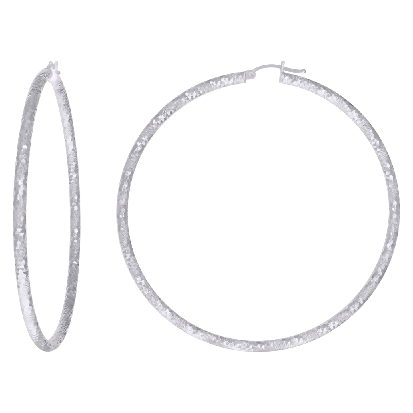 925 Silver 3mm-70mm Hoop Earring Silver Finish