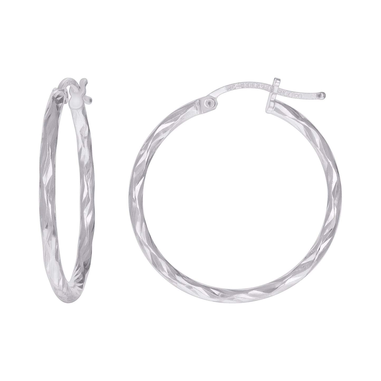 925 Sterling Silver 2mm-25mm Hoop Earring Silver F